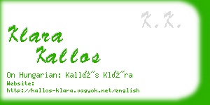 klara kallos business card